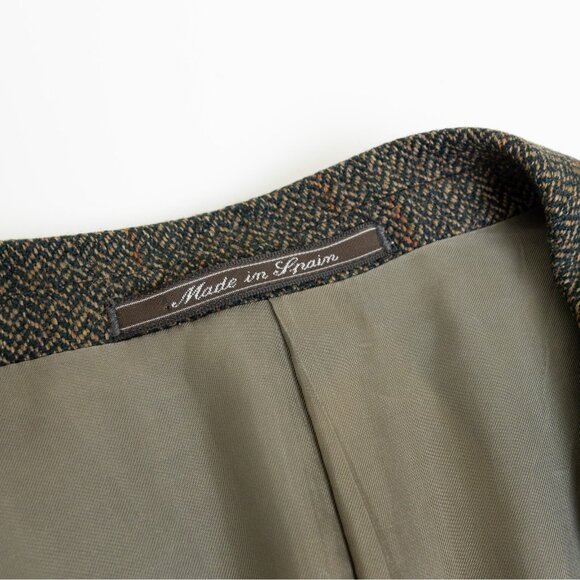 Ermenegildo Zegna Herringbone Tweed Blazer Wool Cashmere Brown Plaid 46 L EU 56 - Picture 13 of 13